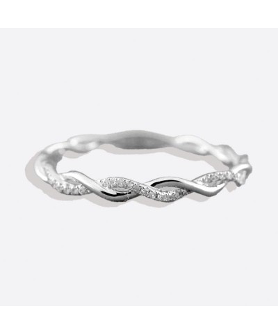 Dainty Pave Twist Stacking Ring 8 Silver $31.32 Others