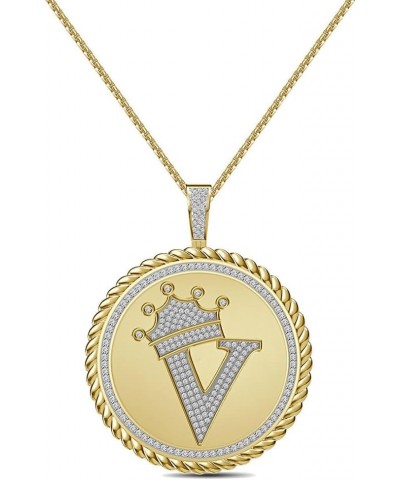 Real Genuine Authentic 1.75 Cwt. VVS1 MOISSANITE Diamond 32+ Grams Crown Initial Alphabet Letter Pendant Medallion 10K Yellow...