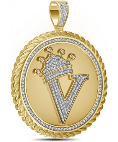 Real Genuine Authentic 1.75 Cwt. VVS1 MOISSANITE Diamond 32+ Grams Crown Initial Alphabet Letter Pendant Medallion 10K Yellow...