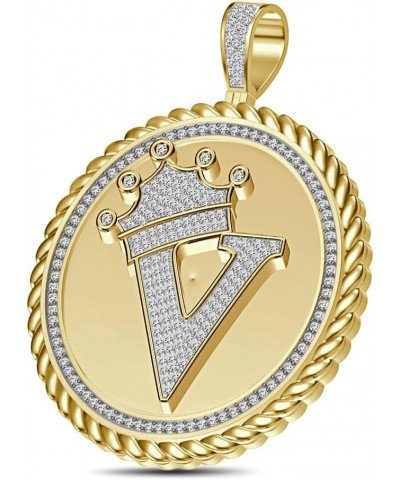 Real Genuine Authentic 1.75 Cwt. VVS1 MOISSANITE Diamond 32+ Grams Crown Initial Alphabet Letter Pendant Medallion 10K Yellow...