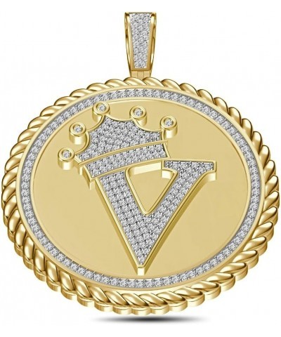 Real Genuine Authentic 1.75 Cwt. VVS1 MOISSANITE Diamond 32+ Grams Crown Initial Alphabet Letter Pendant Medallion 10K Yellow...