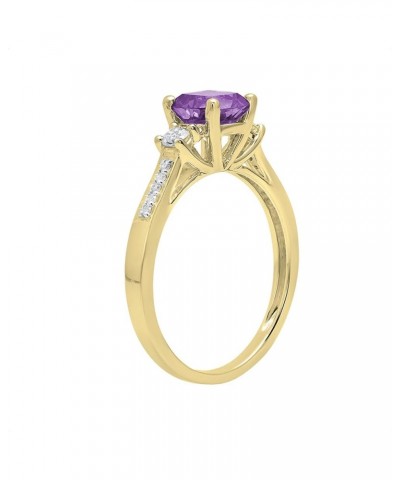 6mm Cushion Amethyst & Round White Sapphire with White Diamond 3 Stone Style Engagement Ring in 10K Gold 4 Yellow Gold $95.79...