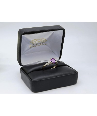 6mm Cushion Amethyst & Round White Sapphire with White Diamond 3 Stone Style Engagement Ring in 10K Gold 4 Yellow Gold $95.79...