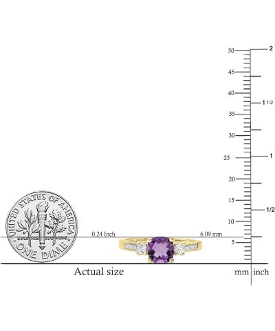 6mm Cushion Amethyst & Round White Sapphire with White Diamond 3 Stone Style Engagement Ring in 10K Gold 4 Yellow Gold $95.79...