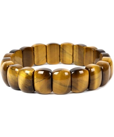 Gem Semi Precious Gemstone 12mm Rectangle Beads Stretch Bracelet 7 Inches Yellow Tiger Eye 14mm Moon $12.64 Bracelets