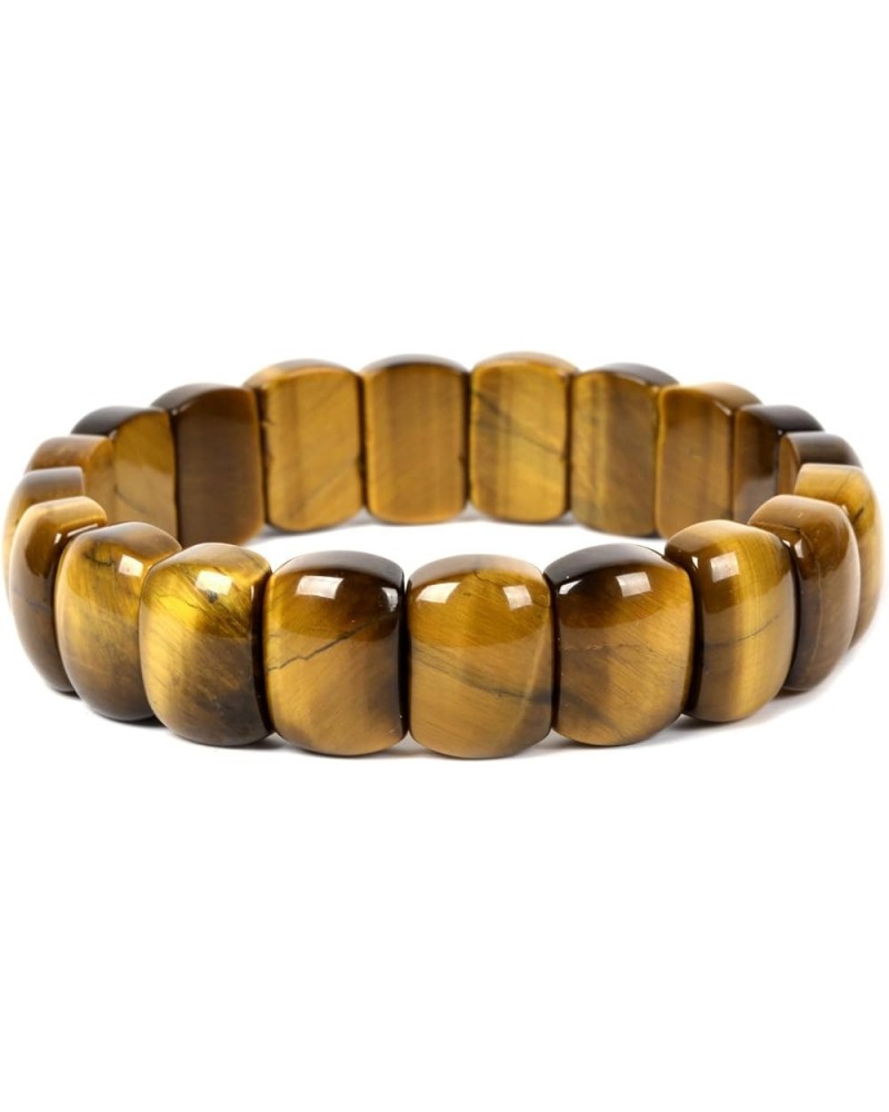 Gem Semi Precious Gemstone 12mm Rectangle Beads Stretch Bracelet 7 Inches Yellow Tiger Eye 14mm Moon $12.64 Bracelets