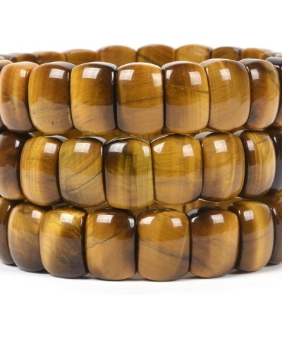 Gem Semi Precious Gemstone 12mm Rectangle Beads Stretch Bracelet 7 Inches Yellow Tiger Eye 14mm Moon $12.64 Bracelets