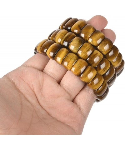 Gem Semi Precious Gemstone 12mm Rectangle Beads Stretch Bracelet 7 Inches Yellow Tiger Eye 14mm Moon $12.64 Bracelets