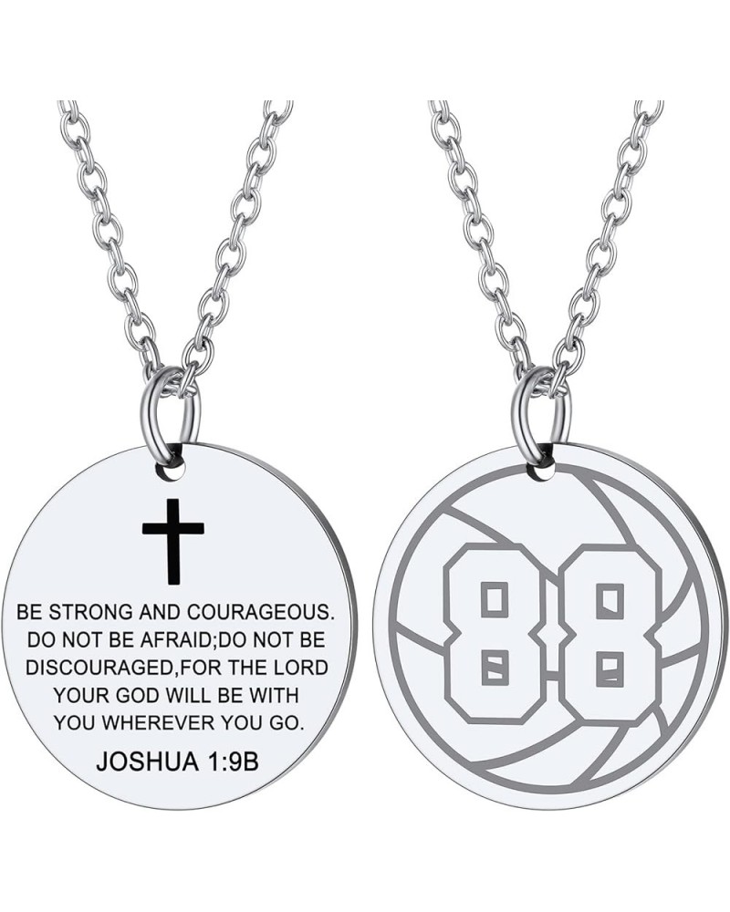 Personalized Baseball/Basketball/Volleyball/Soccer/Rugby Athletes Jersey Number 0-99 Cross Pendant Necklace for Men Women, St...