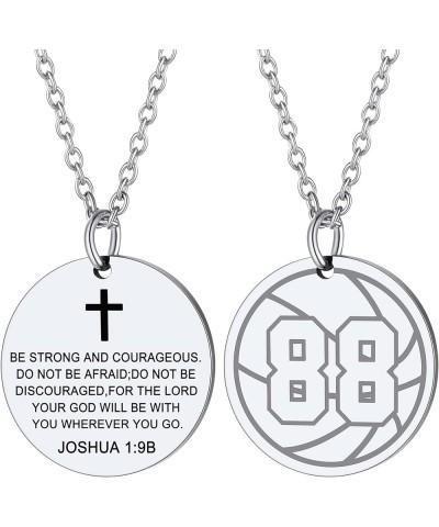 Personalized Baseball/Basketball/Volleyball/Soccer/Rugby Athletes Jersey Number 0-99 Cross Pendant Necklace for Men Women, St...