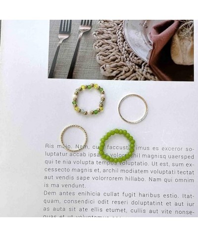 Crystal Beaded Stretch Rings Stretch Bead Stacking Rings Gemstone Bead Rings Crystal Bead Stackable Rings Rice Bead Elastic R...