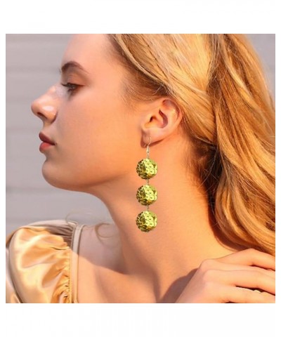 Shiny Multi-Color Sequin Ball with Three Layers of Contrasting Exaggerated Alloy Dangle Drop Earrings Sparkling Disco Dancing...