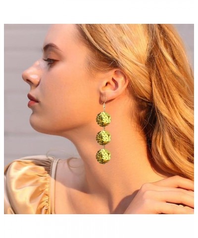 Shiny Multi-Color Sequin Ball with Three Layers of Contrasting Exaggerated Alloy Dangle Drop Earrings Sparkling Disco Dancing...