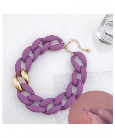 Statement Chunky Acrylic Chain Link Choker Necklace for Women Purple $10.00 Necklaces