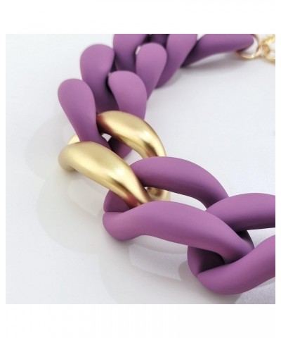 Statement Chunky Acrylic Chain Link Choker Necklace for Women Purple $10.00 Necklaces