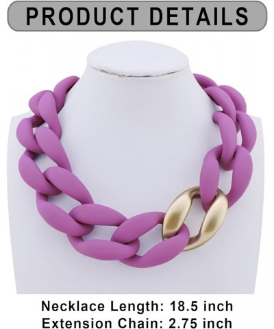 Statement Chunky Acrylic Chain Link Choker Necklace for Women Purple $10.00 Necklaces