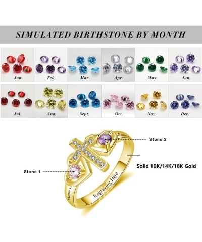 Mothers Day Gifts for Mom Women Solid 10K 14K 18K Gold Mother Rings for Women Personalized Mother Ring with 2 Simulated Birth...