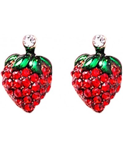 Strawberry Cubic Zirconia Statement Earring for Women Teen Girls S925 Sterling Silver Post Cute Fruit Cartilage Stud Earrings...