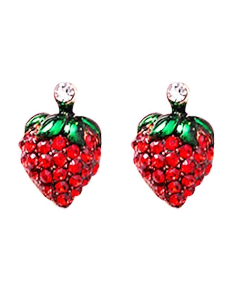 Strawberry Cubic Zirconia Statement Earring for Women Teen Girls S925 Sterling Silver Post Cute Fruit Cartilage Stud Earrings...