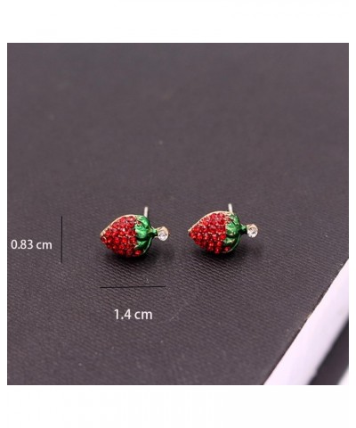 Strawberry Cubic Zirconia Statement Earring for Women Teen Girls S925 Sterling Silver Post Cute Fruit Cartilage Stud Earrings...