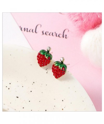 Strawberry Cubic Zirconia Statement Earring for Women Teen Girls S925 Sterling Silver Post Cute Fruit Cartilage Stud Earrings...