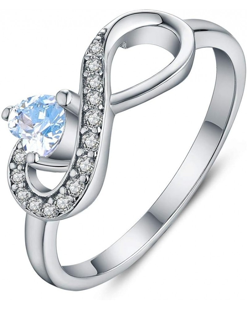 Infinity Heart Promise Rings for Her Sterling Silver Friendship Ring Aquamarine-March Birthstone $24.75 Rings