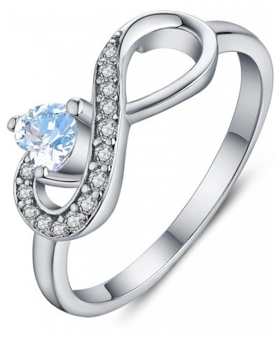 Infinity Heart Promise Rings for Her Sterling Silver Friendship Ring Aquamarine-March Birthstone $24.75 Rings