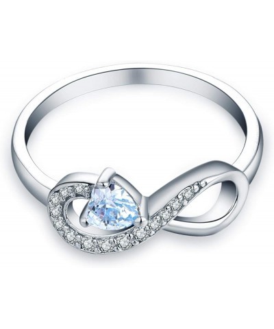 Infinity Heart Promise Rings for Her Sterling Silver Friendship Ring Aquamarine-March Birthstone $24.75 Rings