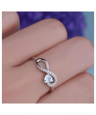 Infinity Heart Promise Rings for Her Sterling Silver Friendship Ring Aquamarine-March Birthstone $24.75 Rings