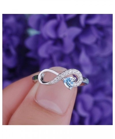 Infinity Heart Promise Rings for Her Sterling Silver Friendship Ring Aquamarine-March Birthstone $24.75 Rings