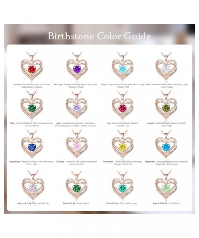 Birthstone Necklaces for Women & Girls, Love Heart Pendant Necklace Chains Jewelry Gifts, 5A Zirconia I Love You Necklace, An...