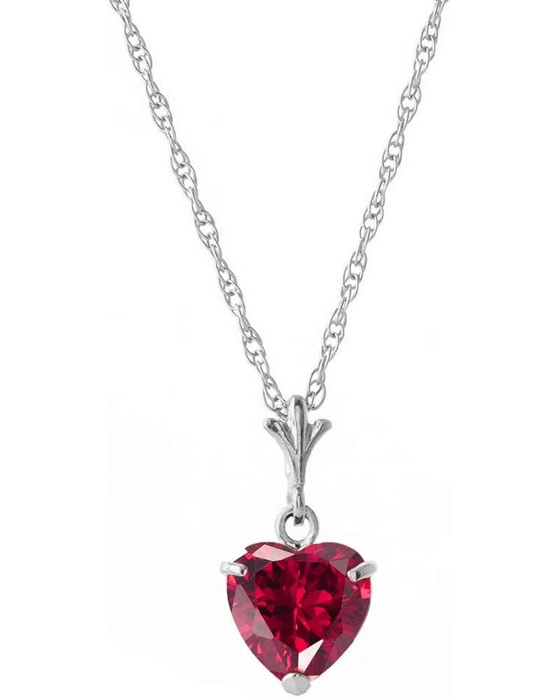 14k Solid White Gold Necklace Heart-Shaped Ruby Handcrafted Fine Jewelry Solid Gold Genuine Gemstone. Anniversary Birthday Mo...