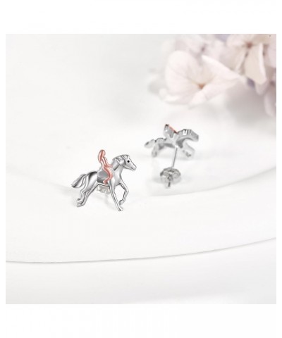 Sterling Silver Animal Earrings Pig Horse Dinosaur Duck Otter Dragon Penguin Chicken Cat Moonstone Reindeer Stud Earrings Val...