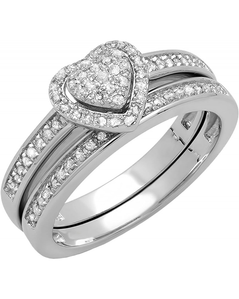 0.23 Carat (ctw) Round White Diamond Heart Shaped Engagement Ring Set for Women in 925 Sterling Silver 4 Sterling Silver $52....