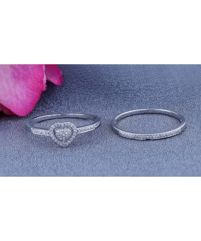 0.23 Carat (ctw) Round White Diamond Heart Shaped Engagement Ring Set for Women in 925 Sterling Silver 4 Sterling Silver $52....