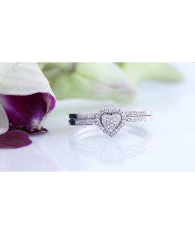 0.23 Carat (ctw) Round White Diamond Heart Shaped Engagement Ring Set for Women in 925 Sterling Silver 4 Sterling Silver $52....