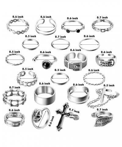 Vintage Punk Rings Set Gothic Knuckle Midi Rings Adjustable Alloy Chain Belt Cross Stackable Finger Half Open Rings Fashion J...