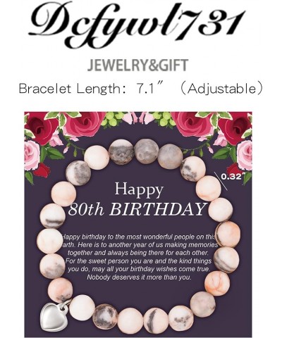 30/40/50/60/70/80th Birthday Gifts for Women Bead Bracelets for Women Natural Stone Bracelets for Women Handmade Stone Heart ...