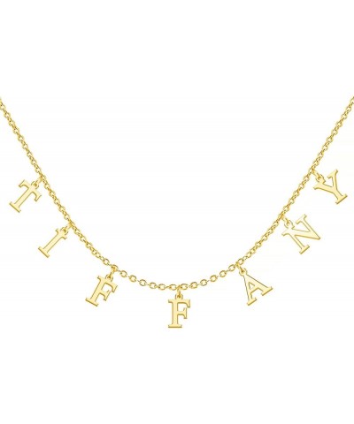 Uppercase Letter Charm Name Necklace Personlized Initial Alphabet Pendant Jewelry with 14K Gold Plated for Women Choker Tiffa...