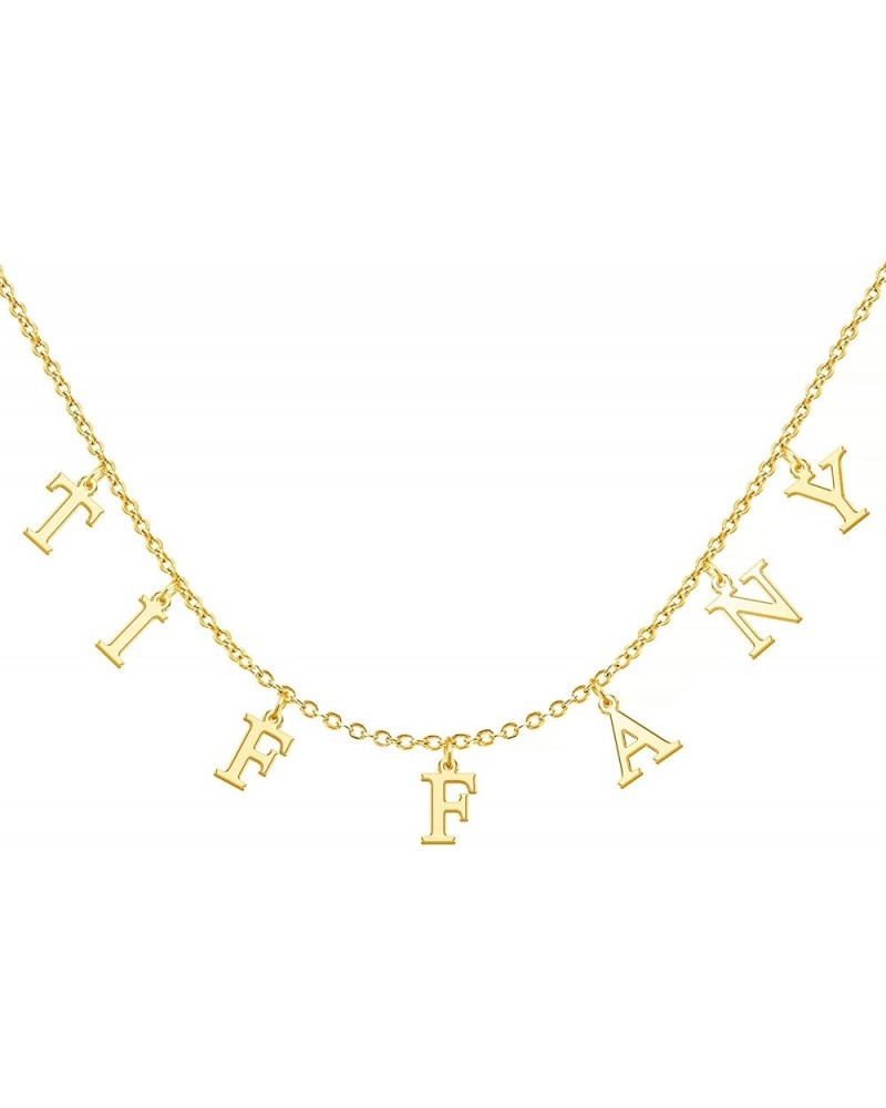 Uppercase Letter Charm Name Necklace Personlized Initial Alphabet Pendant Jewelry with 14K Gold Plated for Women Choker Tiffa...