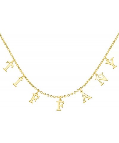 Uppercase Letter Charm Name Necklace Personlized Initial Alphabet Pendant Jewelry with 14K Gold Plated for Women Choker Tiffa...