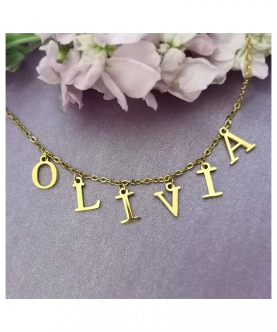 Uppercase Letter Charm Name Necklace Personlized Initial Alphabet Pendant Jewelry with 14K Gold Plated for Women Choker Tiffa...