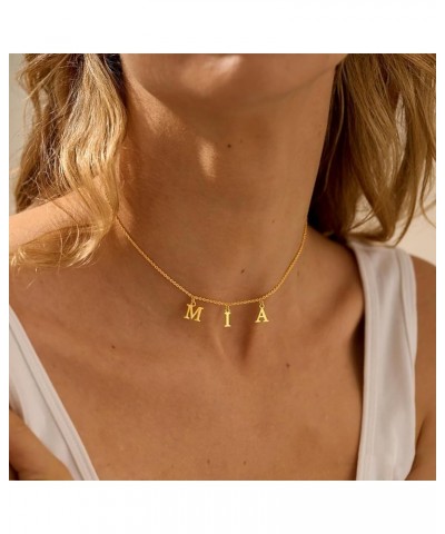 Uppercase Letter Charm Name Necklace Personlized Initial Alphabet Pendant Jewelry with 14K Gold Plated for Women Choker Tiffa...