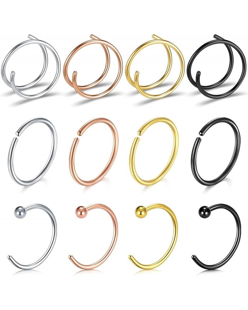 9-36Pcs Faux Septum Nose Rings for Women Men, Fake Nose Rings Hoop, 316L Stainless Steel Faux Lip Nose Septum Piercing, 8mm N...