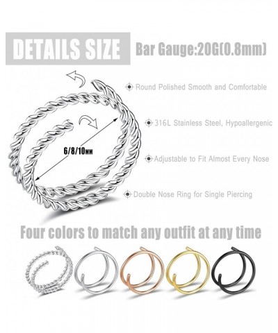 9-36Pcs Faux Septum Nose Rings for Women Men, Fake Nose Rings Hoop, 316L Stainless Steel Faux Lip Nose Septum Piercing, 8mm N...