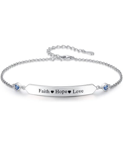 925 Sterling Silver Bracelet for Women Engraved Love You More Inspirational Jewelry Gift for Teen Girls Faith hope love $13.4...