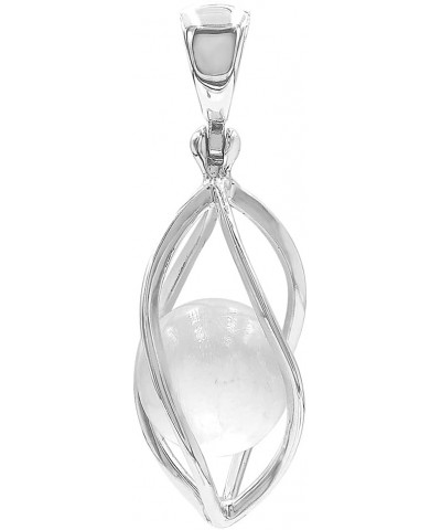 Spiral Cage Pendant with Gemstone Sphere Selenite $18.92 Pendants