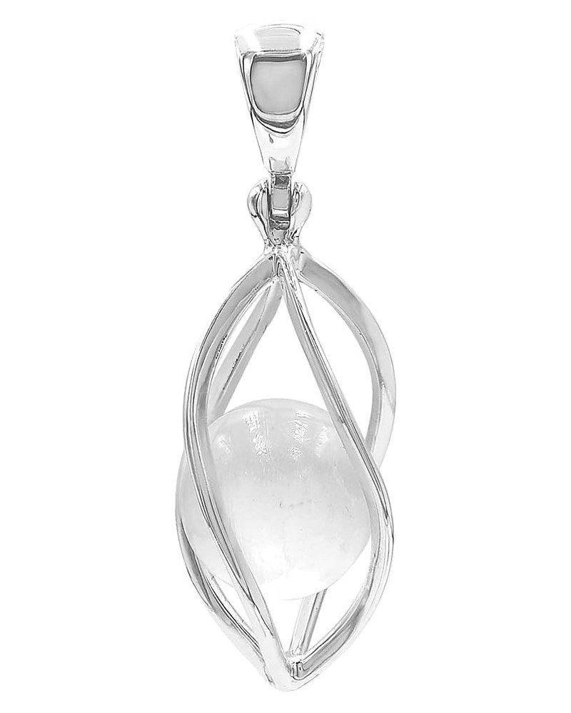 Spiral Cage Pendant with Gemstone Sphere Selenite $18.92 Pendants