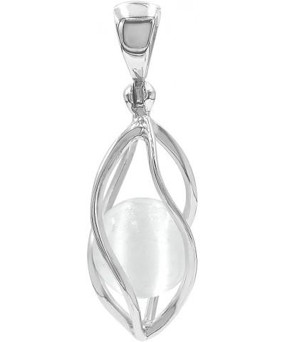 Spiral Cage Pendant with Gemstone Sphere Selenite $18.92 Pendants