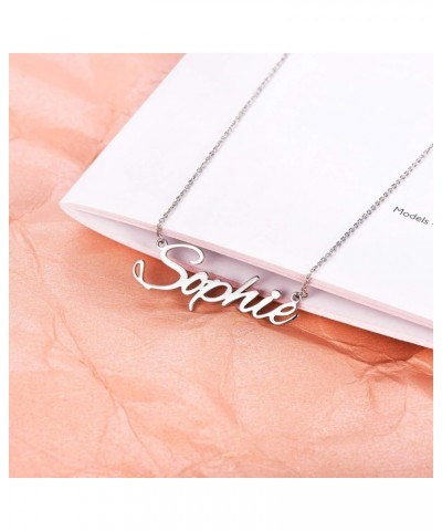 Personalized Name Necklace 18K Gold Plated 925 Sterling Silver Custom Made Any Nameplate Pendant Jewelry for Women Mom silver...